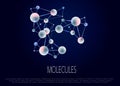 Molecules and atoms vector abstract background, science chemistry and physics theme illustration, micro and nano