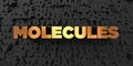 Molecules - Gold text on black background - 3D rendered royalty free stock picture