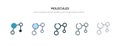 Molecules icon in different style vector illustration. two colored and black molecules vector icons designed in filled, outline,