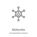 molecules icon vector from oil and petroleum industry collection. Thin line molecules outline icon vector illustration. Linear