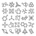 Molecules icons, vector molecules symbols on white