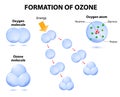 Molecules ozone and oxygen