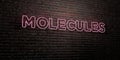MOLECULES -Realistic Neon Sign on Brick Wall background - 3D rendered royalty free stock image