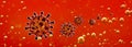 Molecules of the virus. Coronavirus. Macro. Blood background. Movement of molecules in infected blood. Concept of treatment and