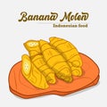 Indonesian food called molen banana illustration vector