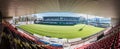 Molenbeek, Brussels Belgium - Colorful seats on the tribunes of the Racing White Daring Molenbeek football stadium