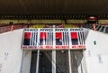 Molenbeek, Brussels - Belgium -Fenced entrance gate of a tribune at the the Racing White Daring Molenbeek football stadium