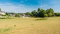 Molenbeek, Brussels Belgium - Scenic view over dry grass meadows in the city suburbs in summer
