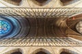 Molenbeek, Brussels Capital Region - Belgium Ceiling of the neo gothical design of the Saint Remy church with stained glass