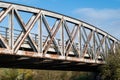 Molenbeek, Brussels Capital Region, Belgium - Arched construction of a worn steel bridge