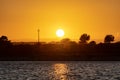 Molentargius by the sunset sunrays, sea reflection Royalty Free Stock Photo