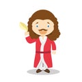 Moliere cartoon character. Vector Illustration. Kids History Collection