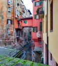 The Moline canal between houses in Bologna