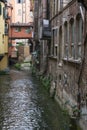 Moline canal with old historical italian buildings in Bologna