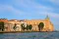 Molino Stucky building and houses along La Giudecca Canal in Venice, Italy