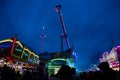 Molln, Germany, November 06, 2021: annual traveling fun fair with rides and stalls as amusement for many people, colorful lights