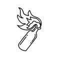 Molotov cocktail doodle icon, vector illustration