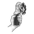 Molotov cocktail sketch vector illustration