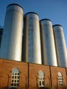 Molson Coors Brewery steel tanks in Burton on Trent, UK.