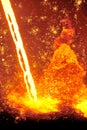 Molten hot steel pouring Royalty Free Stock Photo