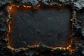 Molten lava cracks on dark surface Royalty Free Stock Photo