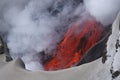 Molten lava flowing from Eyjafjallajokull Fimmvorduhals Iceland