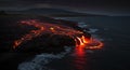 Lava flow meets ocean Royalty Free Stock Photo