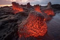 molten lava solidifying into unique rock formations Royalty Free Stock Photo