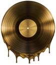 Molten or melted record music disc award isolated on black Royalty Free Stock Photo