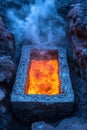 Molten Metal Pour, Blazing Foundry Casting Liquid Fire into a Mold in an Industrial Setting. Royalty Free Stock Photo