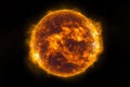 Molten surface of the sun with a solar flare