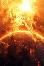 Molten surface of the sun with a solar flare Royalty Free Stock Photo