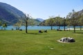 Molveno lake is a beautiful magical place in the Italian Alps Royalty Free Stock Photo