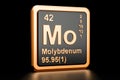 Molybdenum Mo chemical element. 3D rendering Royalty Free Stock Photo