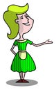Mom, Cartoon mother Pointing, Woman, Housewife, Isolated. Royalty Free Stock Photo