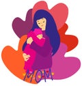 Mother holding her newborn baby. Happy Mothers Day card. Vector illustration Royalty Free Stock Photo