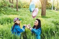 Mom andbeautiful girl on the lawn Royalty Free Stock Photo