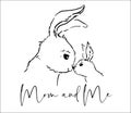 Mom and baby bunny Easter decor. Rabbit mom and me home sign. Cute mother and child animals.