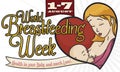 Mom and Baby in Commemorative Scene for World Breastfeeding Week, Vector Illustration