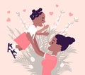 Mom, baby daughter, female health in happy black family