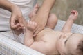 Mom baby diaper change Royalty Free Stock Photo