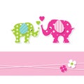 Mom and baby elephants greeting card Royalty Free Stock Photo