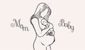 Mom and baby after birth illustration