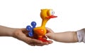 Mom and Baby hands with toy Royalty Free Stock Photo