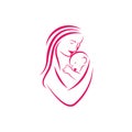 Mom and Baby heart love logo vector template, Illustration symbol, Creative design Royalty Free Stock Photo