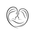 Mom and Baby heart love logo vector template, Illustration symbol, Creative design Royalty Free Stock Photo