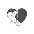 Mom and Baby heart love logo vector template, Illustration symbol, Creative design Royalty Free Stock Photo