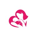 Mom and Baby heart love logo vector template, Illustration symbol, Creative design Royalty Free Stock Photo