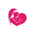 Mom and Baby heart love logo vector template, Illustration symbol, Creative design Royalty Free Stock Photo