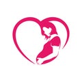 Mom and Baby heart love logo vector template, Illustration symbol, Creative design Royalty Free Stock Photo